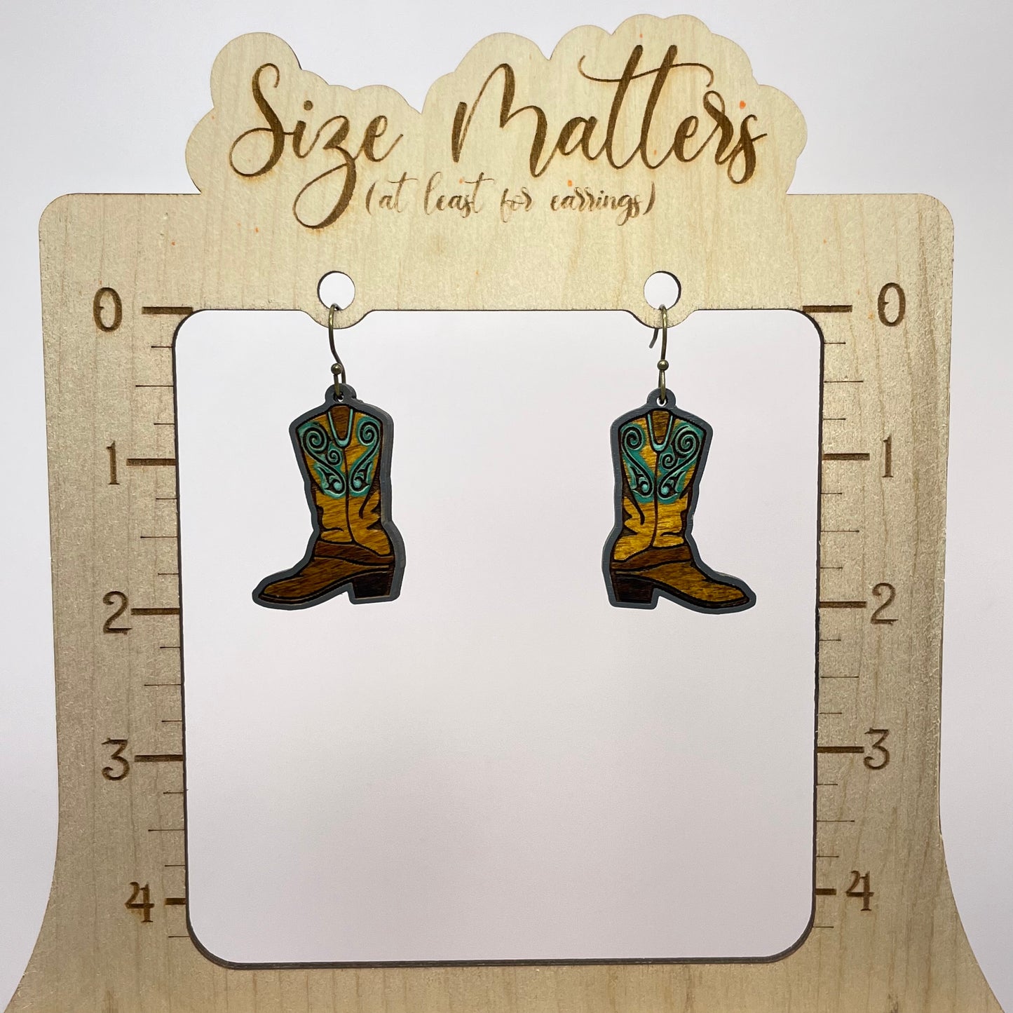 Green Classic Cowboy Boot Drop Dangle Earrings