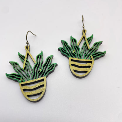 Hanging Plant 2 Drop Dangle Earrings