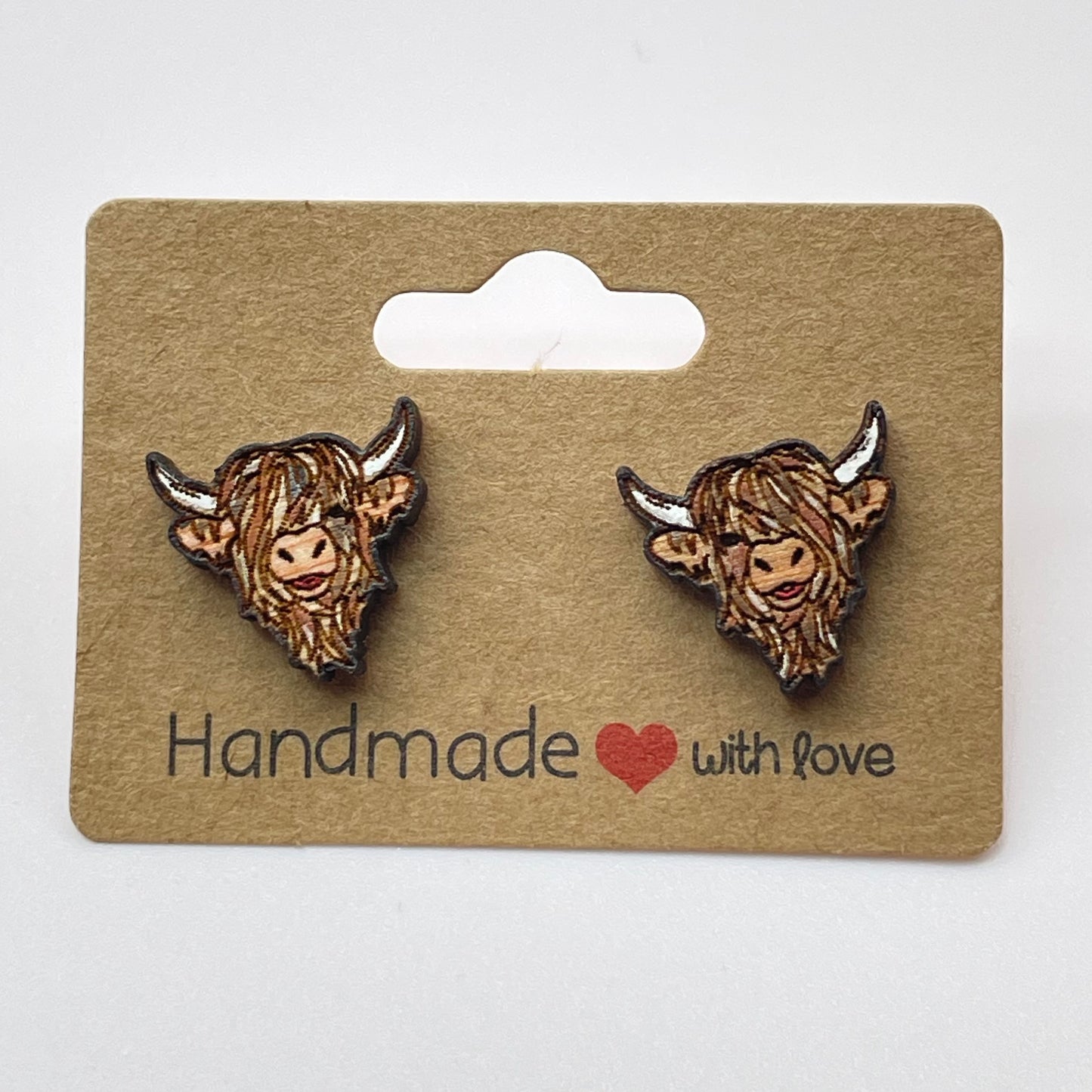 Highland Cow Head Stud Earrings