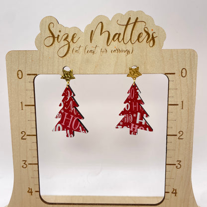 Christmas Tree HoHoHo Stud Dangle Earrings