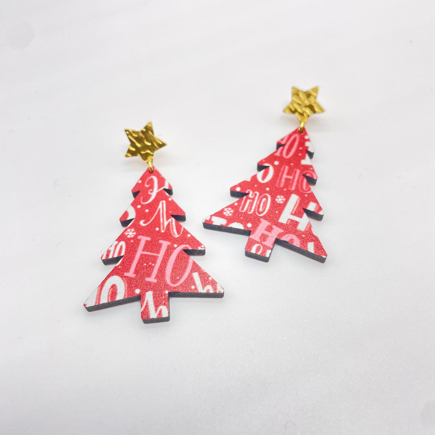 Christmas Tree HoHoHo Stud Dangle Earrings