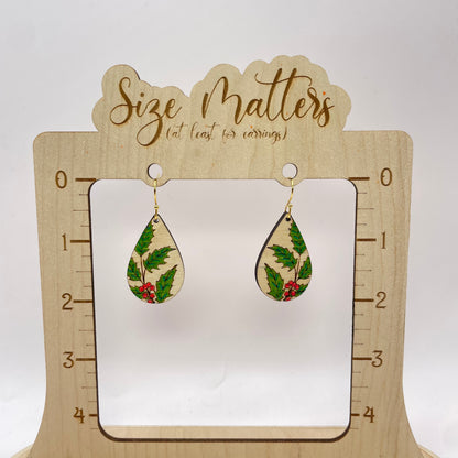 Holly Berry Drop Dangle Earrings