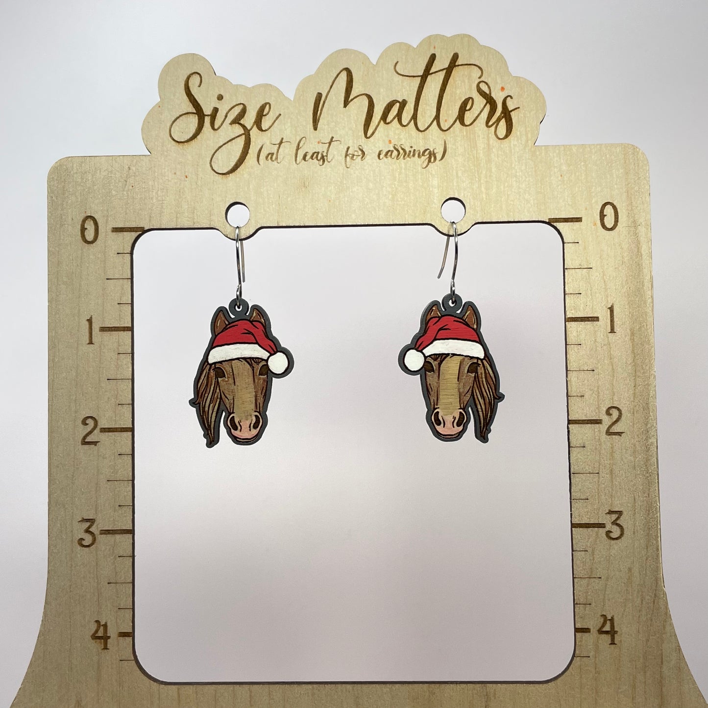 Horse Santa Hat Drop Dangle Earrings