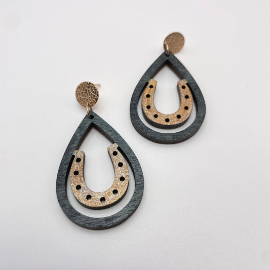 Horseshoe Circle Stud Dangle Earrings