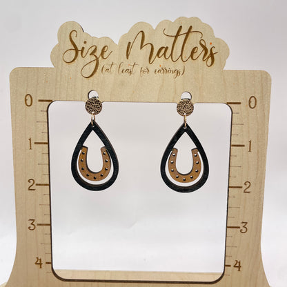 Horseshoe Circle Stud Dangle Earrings