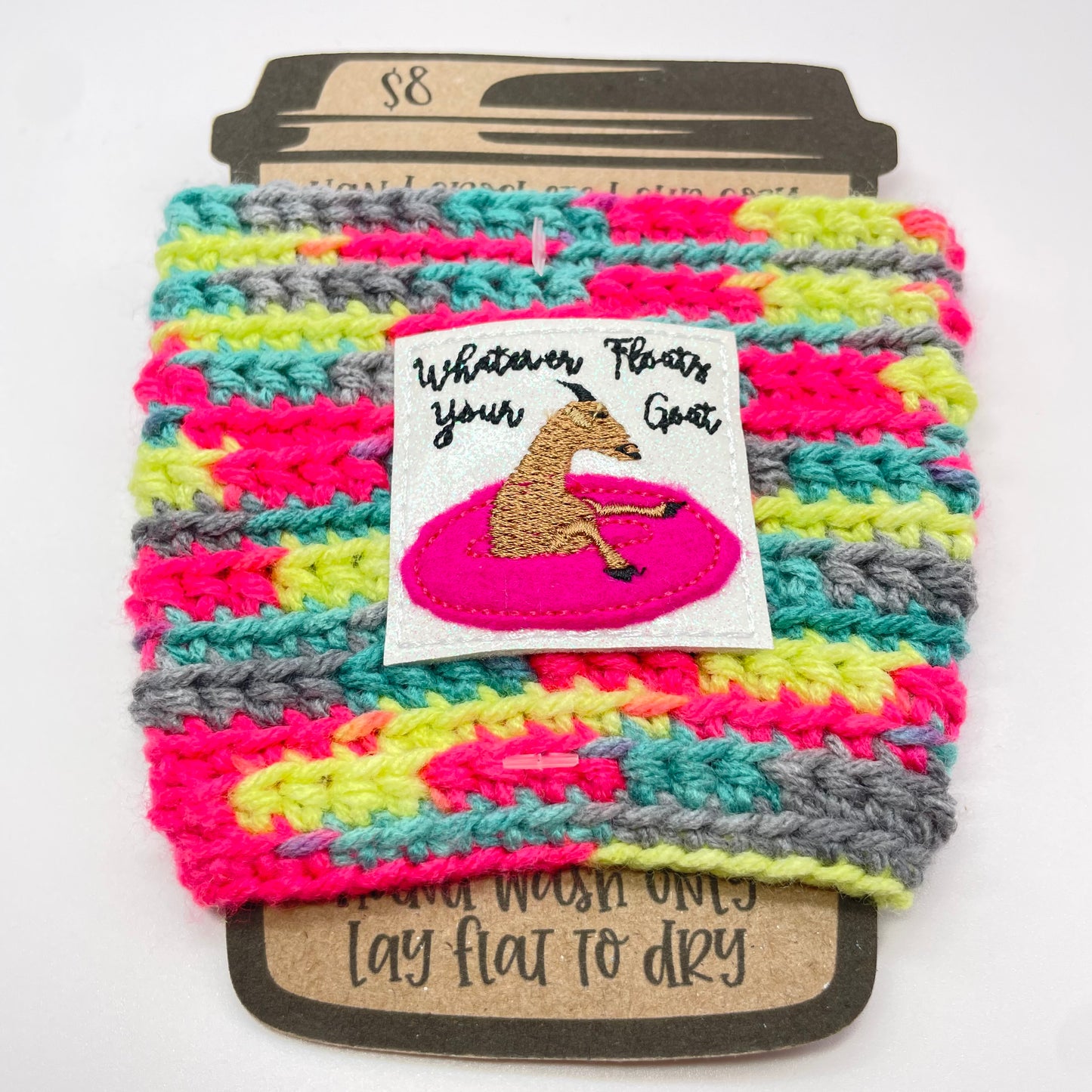 Whatever Floats Your Goat Crocheted Cup Cozy