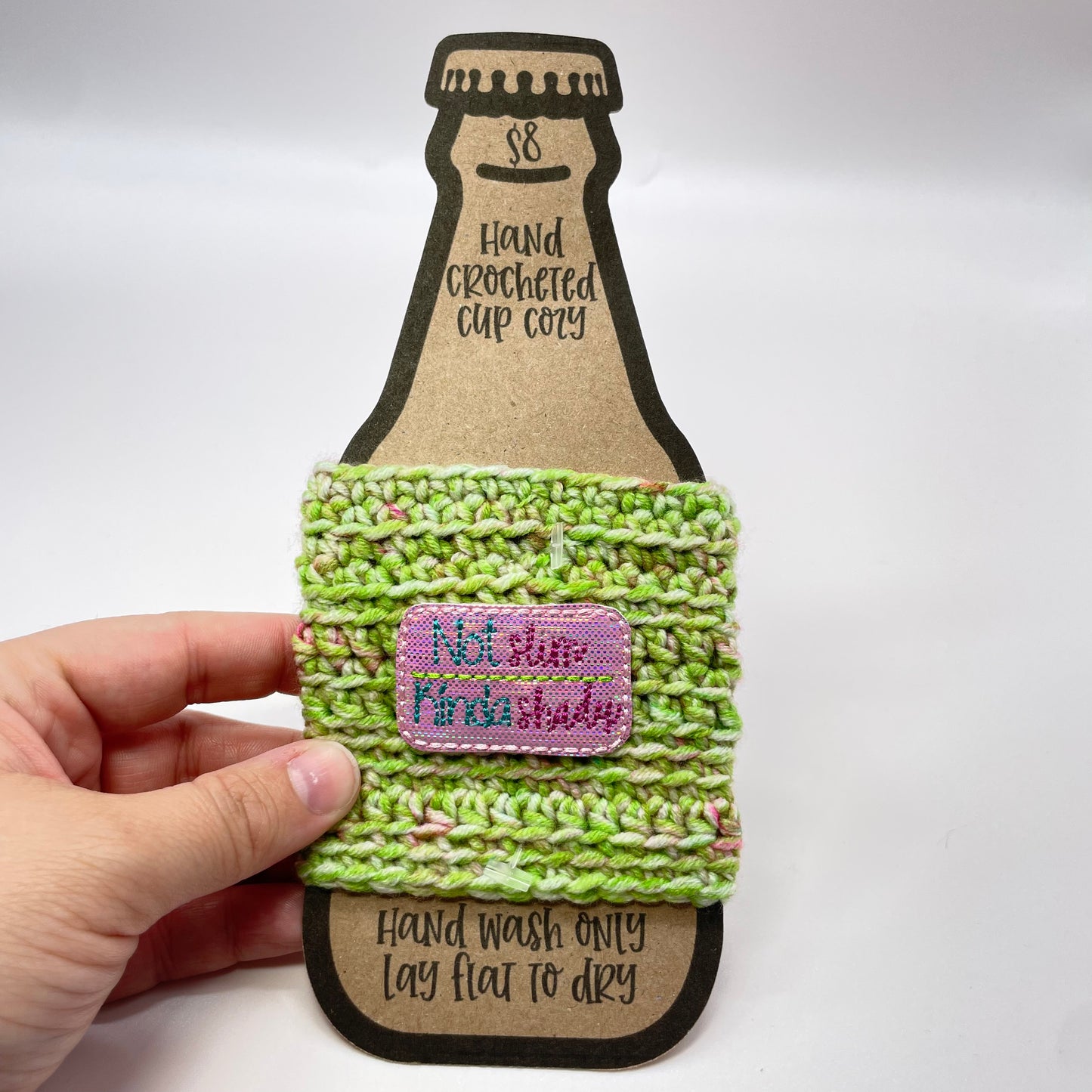 Not Slim, Kinda Shady Crocheted Cup Cozy