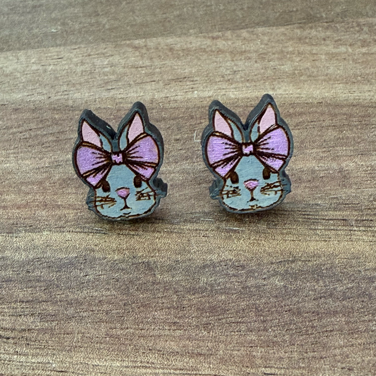Rabbit w/ Bow Stud Earrings