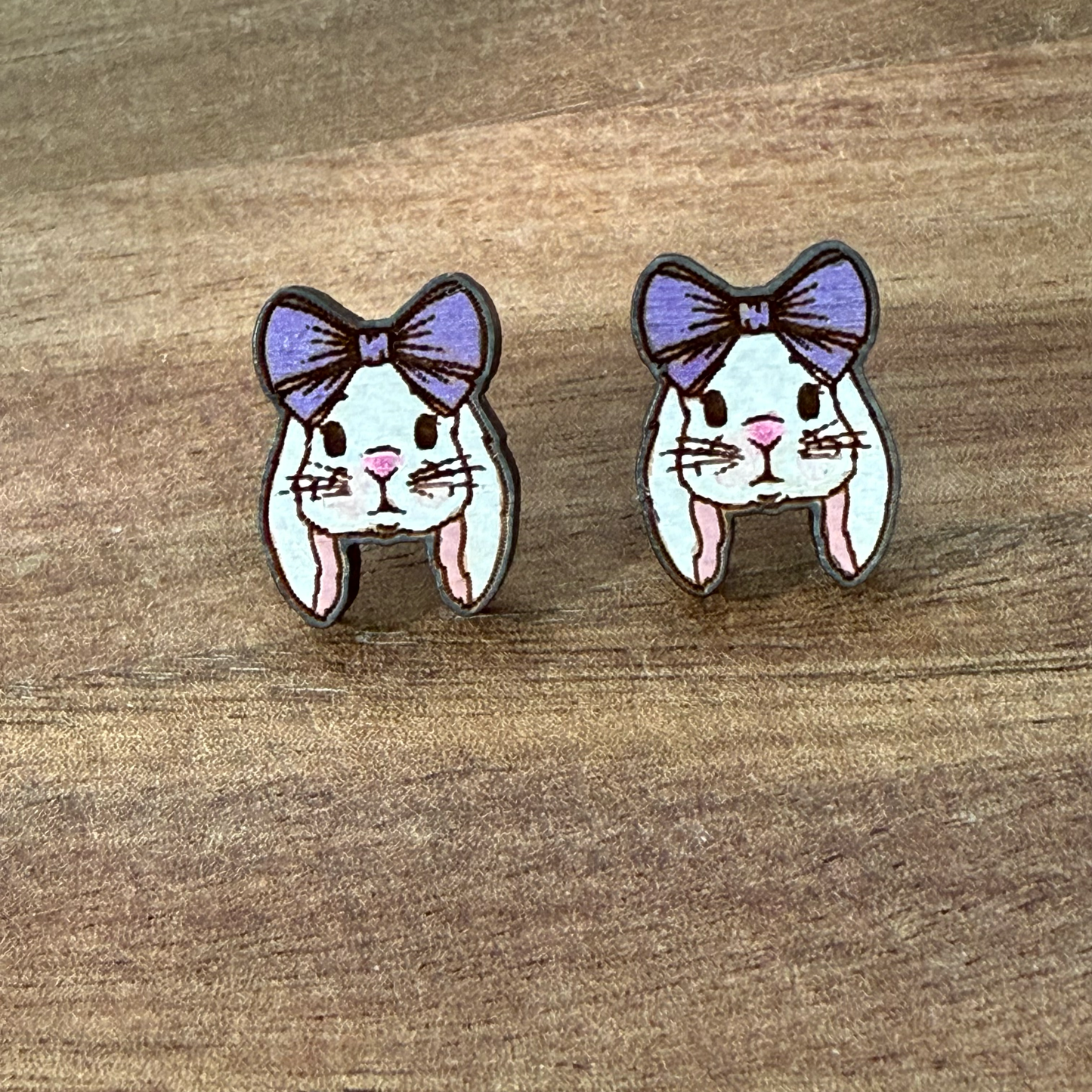 Rabbit w/ Bow Stud Earrings