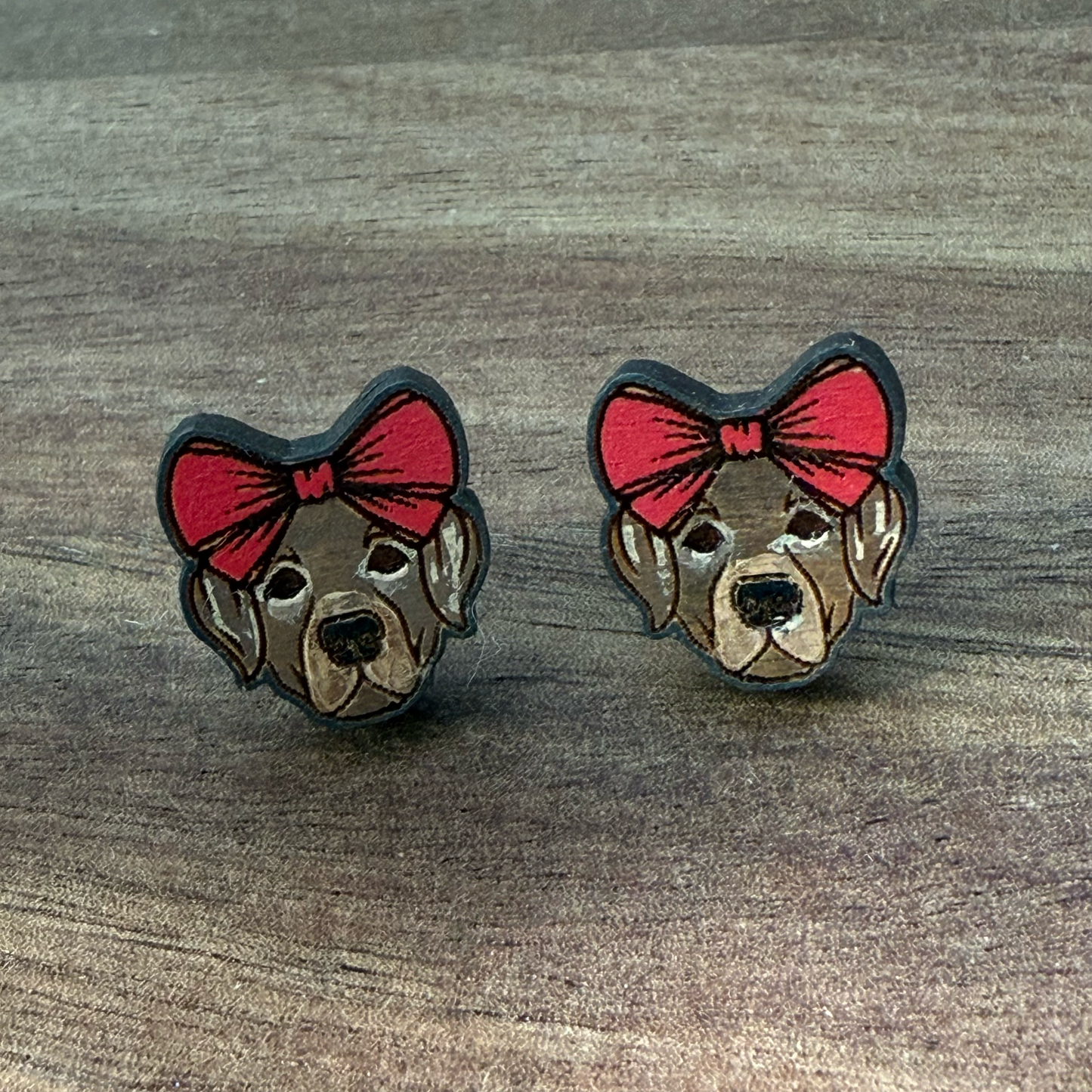 Dog w/ Bow Stud Earrings