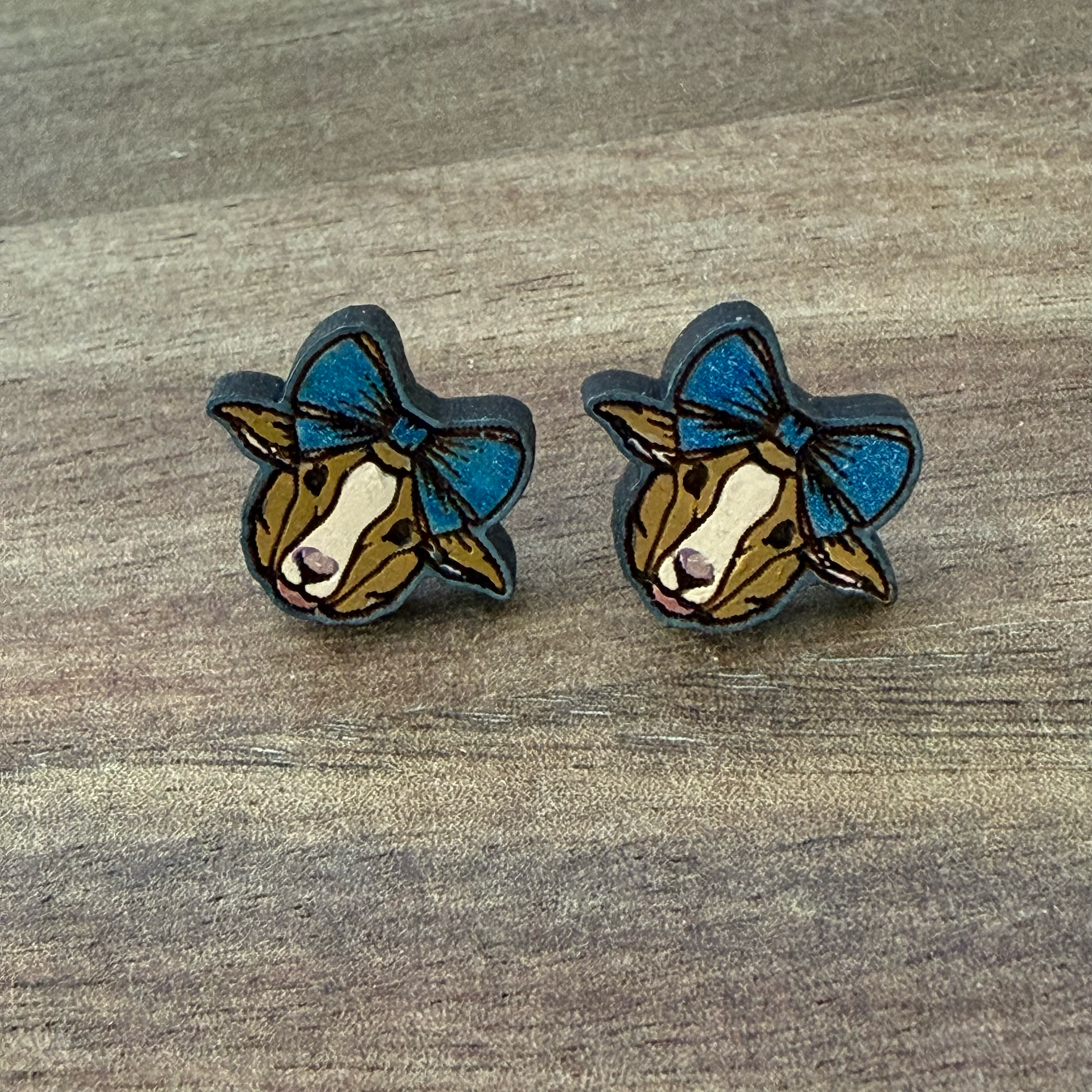 Sheep with Bow Stud Earrings