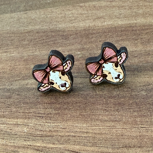 Sheep with Bow Stud Earrings