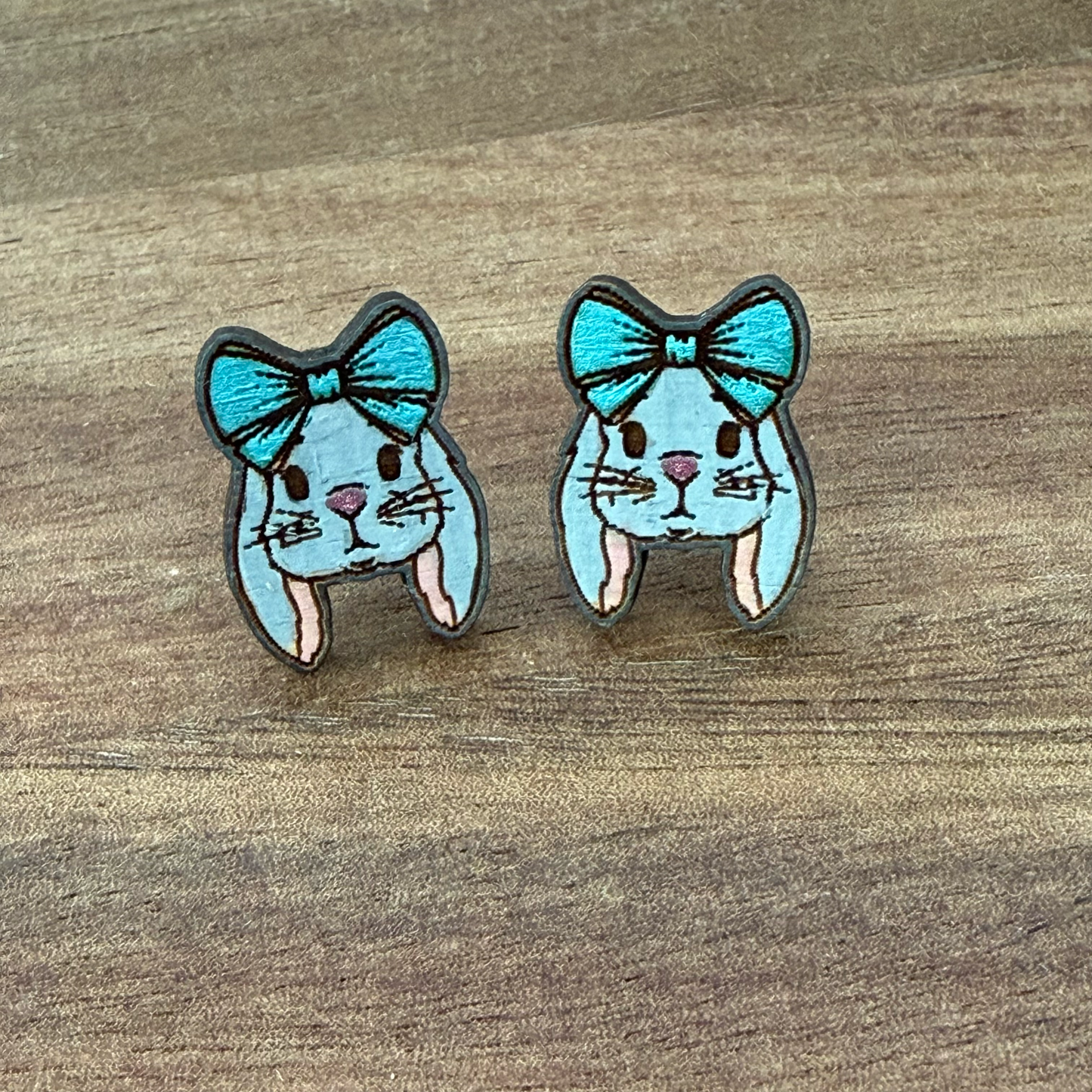 Rabbit w/ Bow Stud Earrings