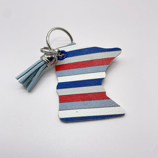 MN Americana Stripe Faux Leather Keychain