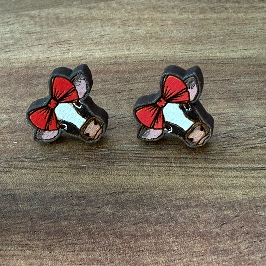 Cow Head w/ Bow Stud Earrings