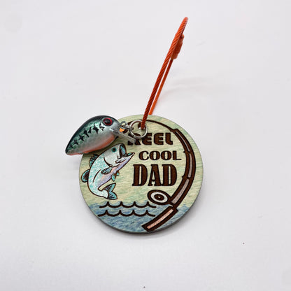 Reel Cool Dad (fishing) Wood Keychain