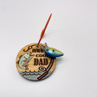 Reel Cool Dad (fishing) Wood Keychain