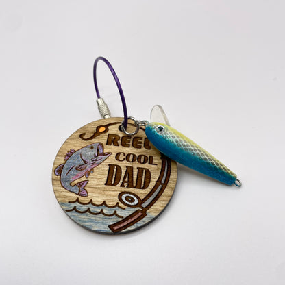 Reel Cool Dad (fishing) Wood Keychain