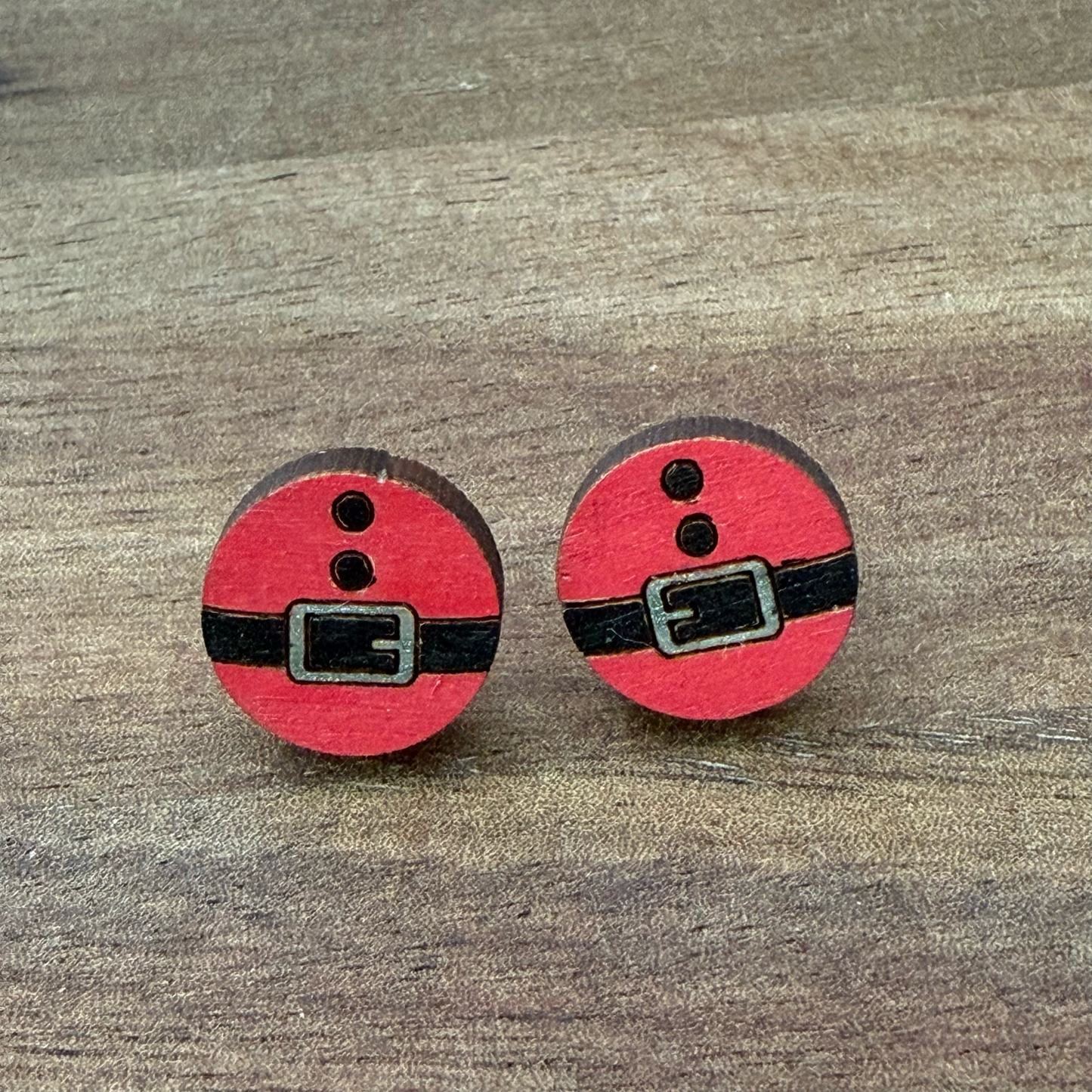 Circle Santa Belt Stud Earrings