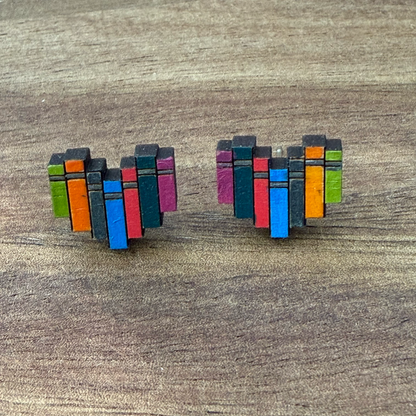 Heart of Books Stud Earrings