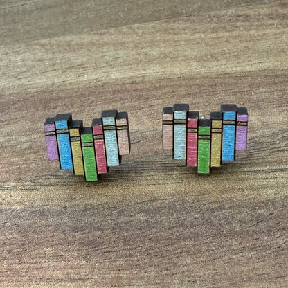 Heart of Books Stud Earrings