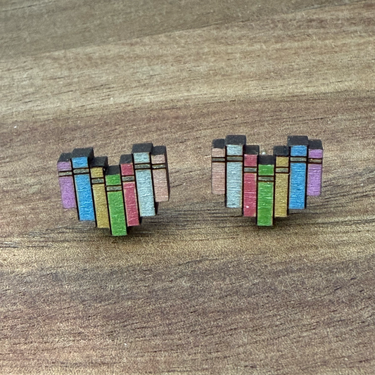 Heart of Books Stud Earrings