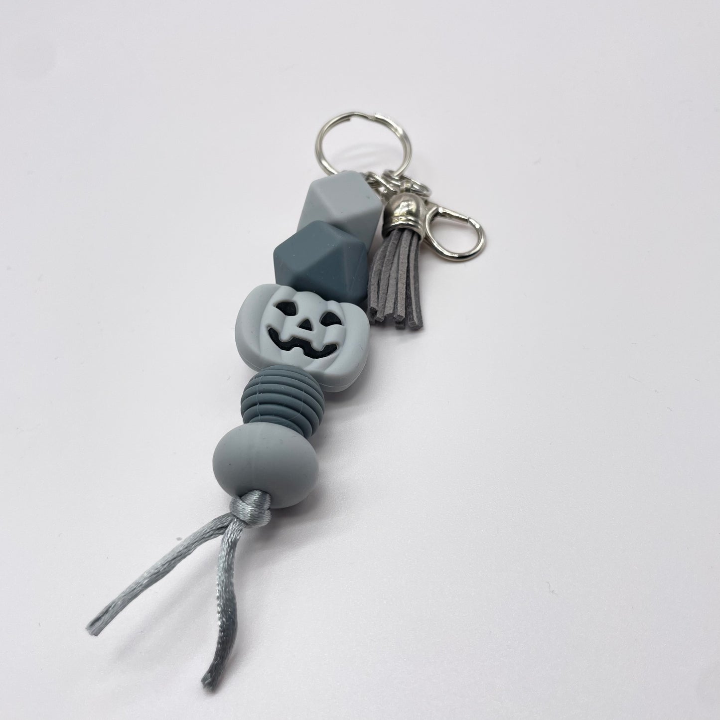 Gray Pumpkin Silicone Bead Zipper Pull