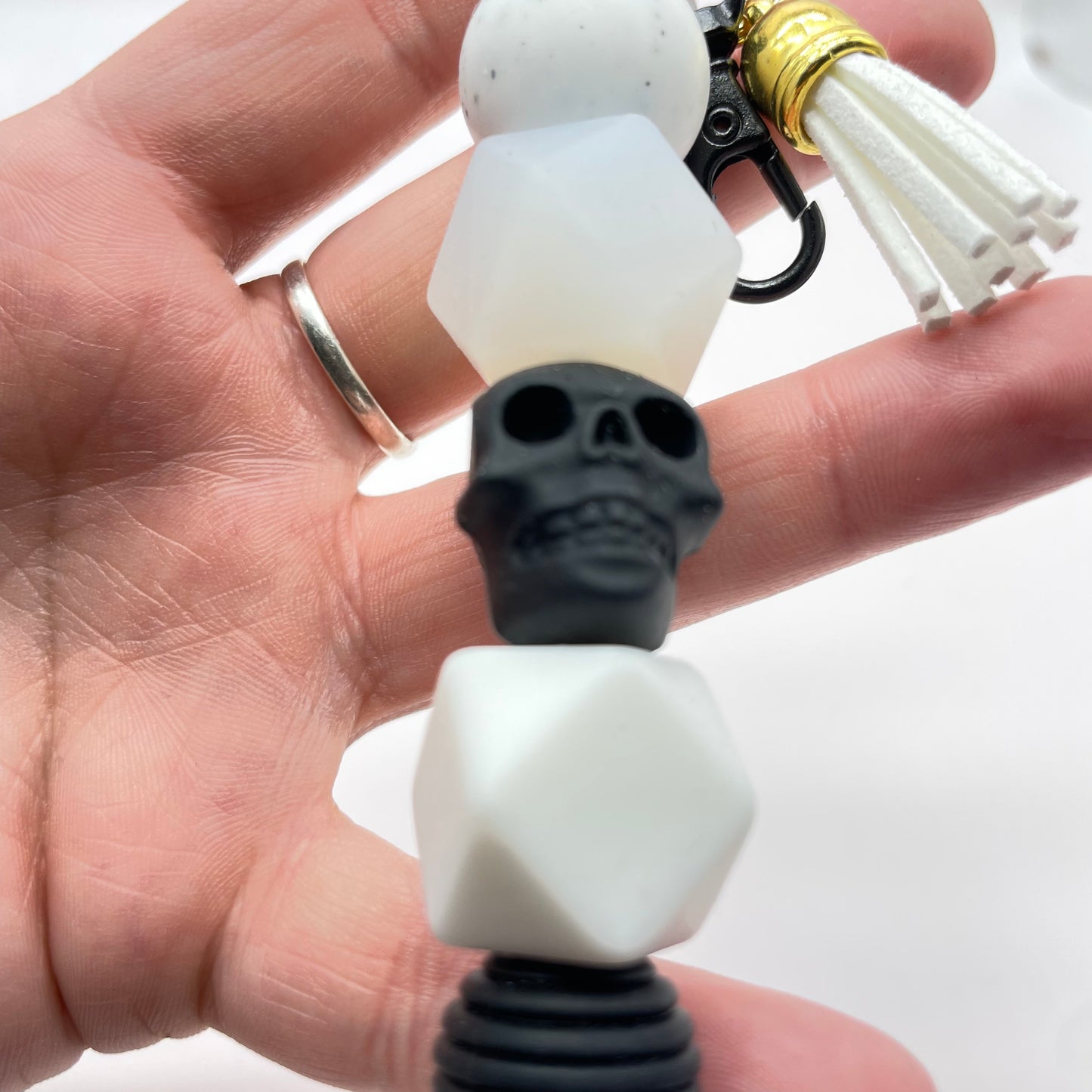 Skull Silicone Bead Keychain