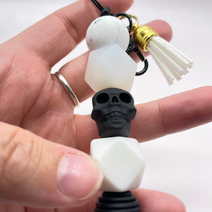 Skull Silicone Bead Keychain