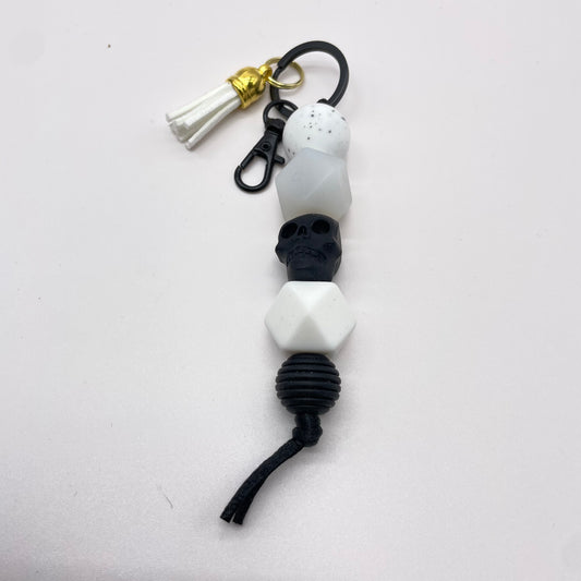 Skull Silicone Bead Keychain