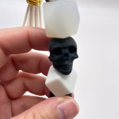 Skull Silicone Bead Keychain