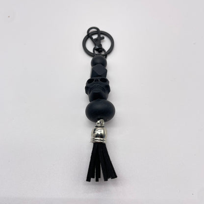 Skull Silicone Bead Keychain