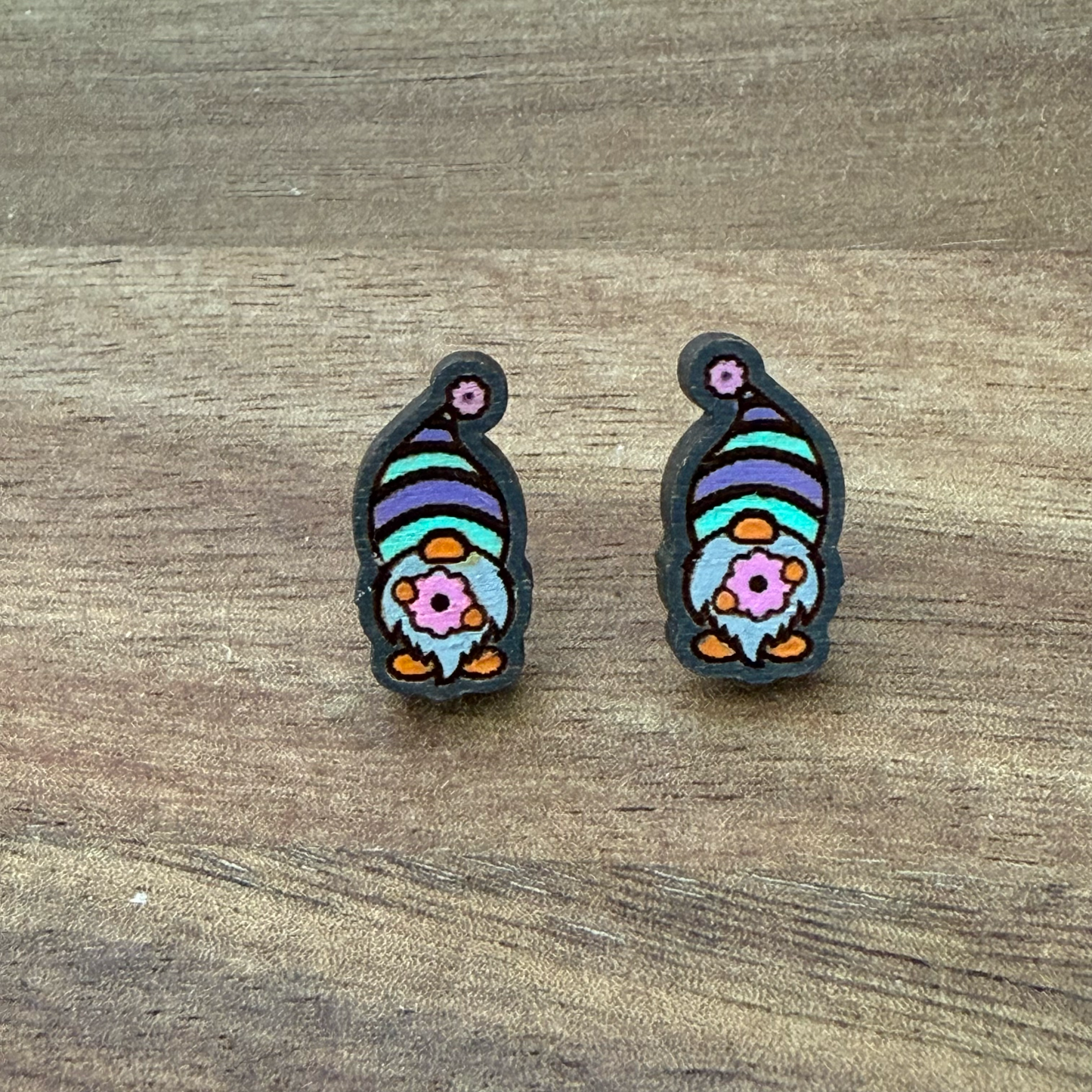 Gnome with Flower Stud Earrings