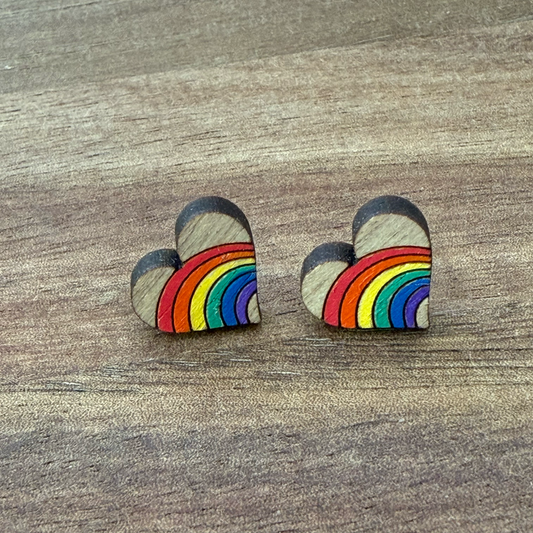 Rainbow Heart Stud Earrings