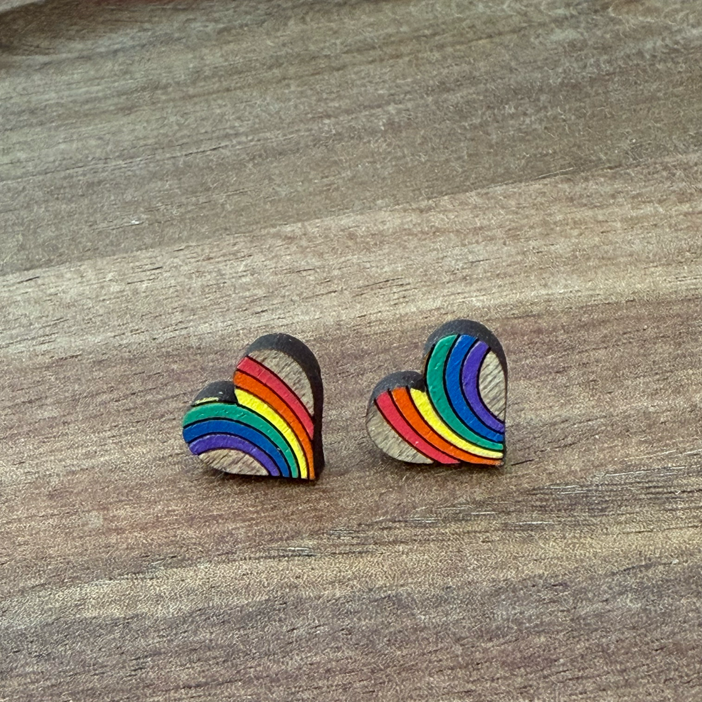 Rainbow Heart Stud Earrings