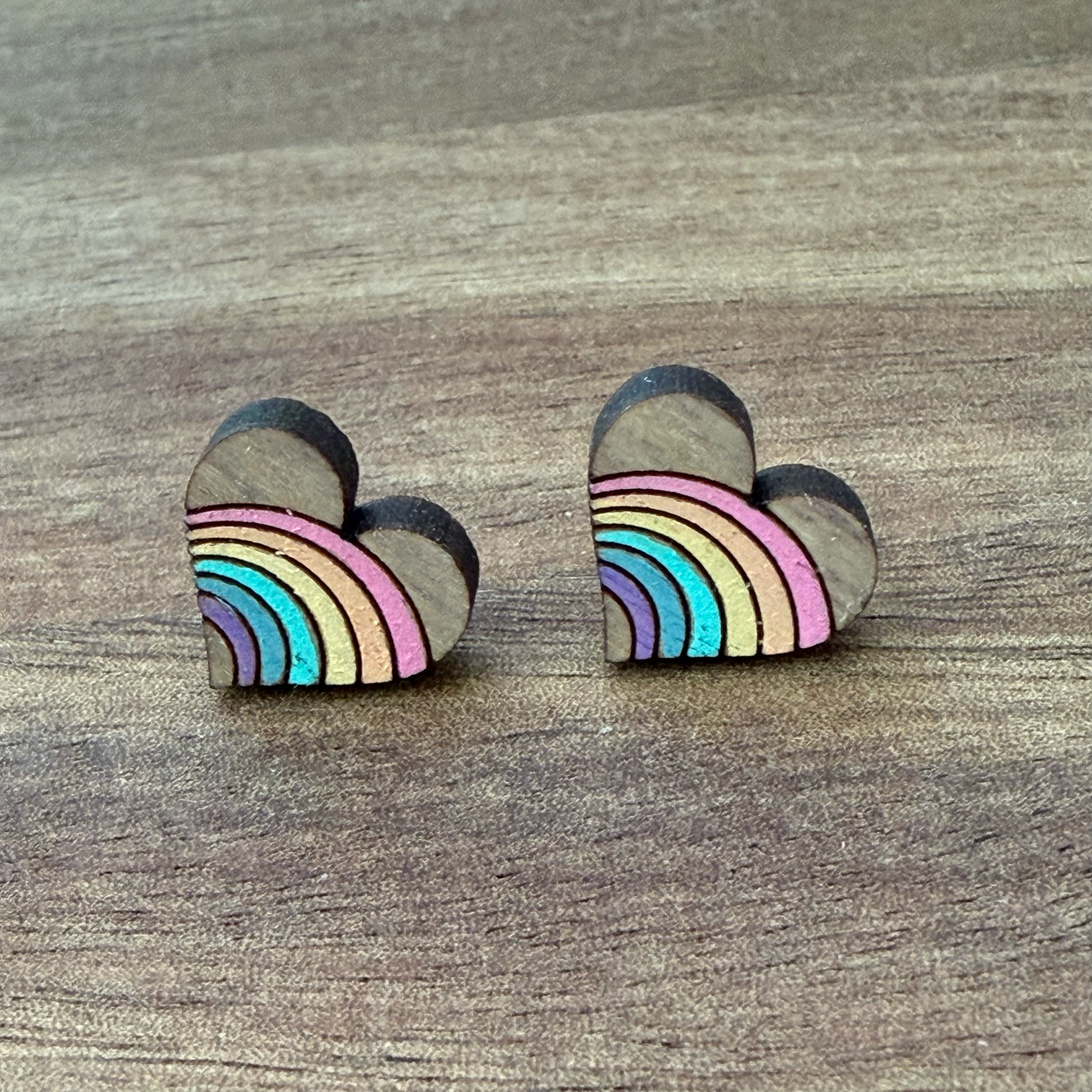 Rainbow Heart Stud Earrings