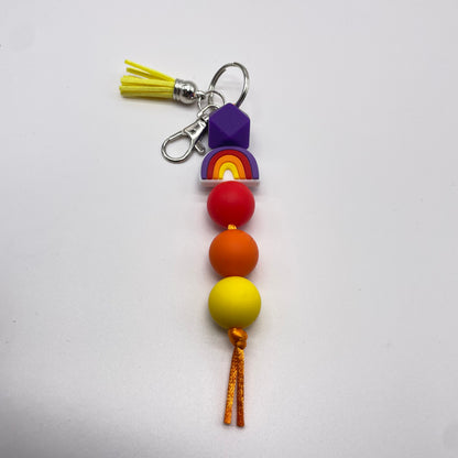 Rainbow Silicone Bead Keychain