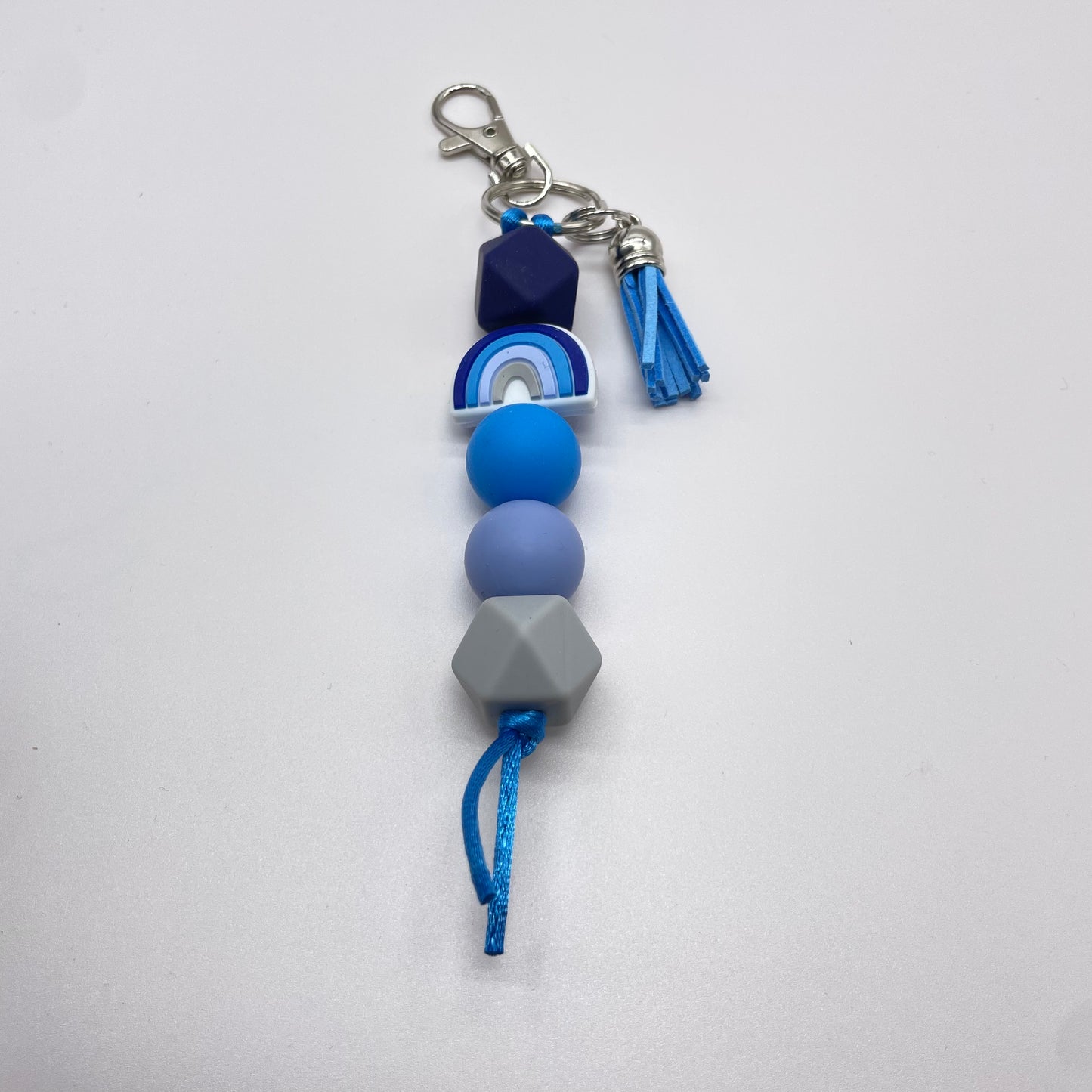 Rainbow Silicone Bead Keychain