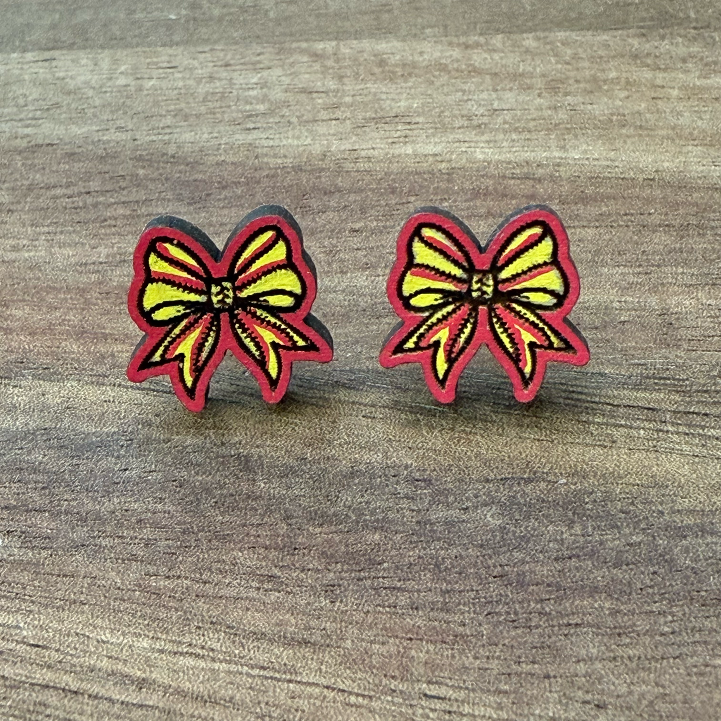 Softball Bow Stud Earrings