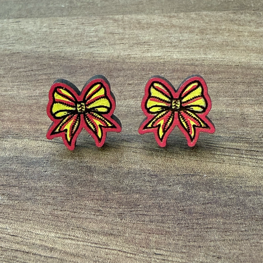 Softball Bow Stud Earrings