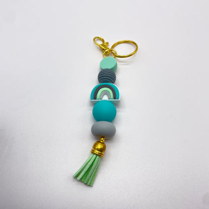 Rainbow Silicone Bead Keychain