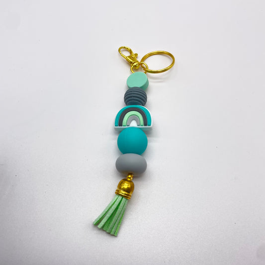 Rainbow Silicone Bead Keychain