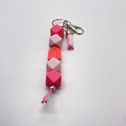 Rainbow Silicone Bead Keychain