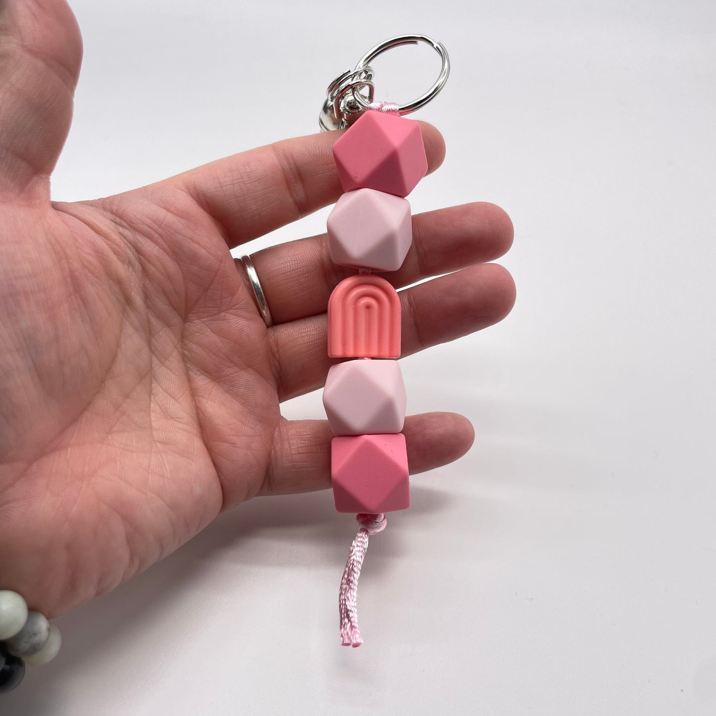 Rainbow Silicone Bead Keychain