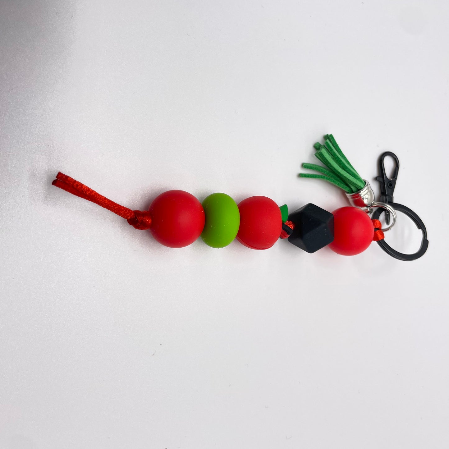 Apple Silicone Bead Keychain