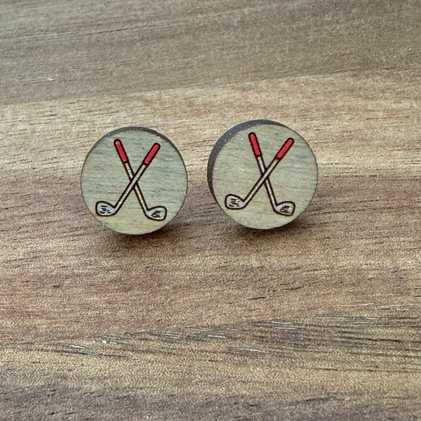Golf Clubs Circle Stud Earrings
