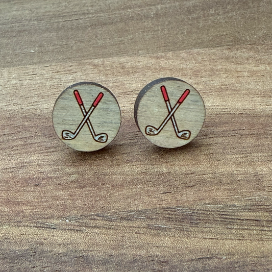 Golf Clubs Circle Stud Earrings