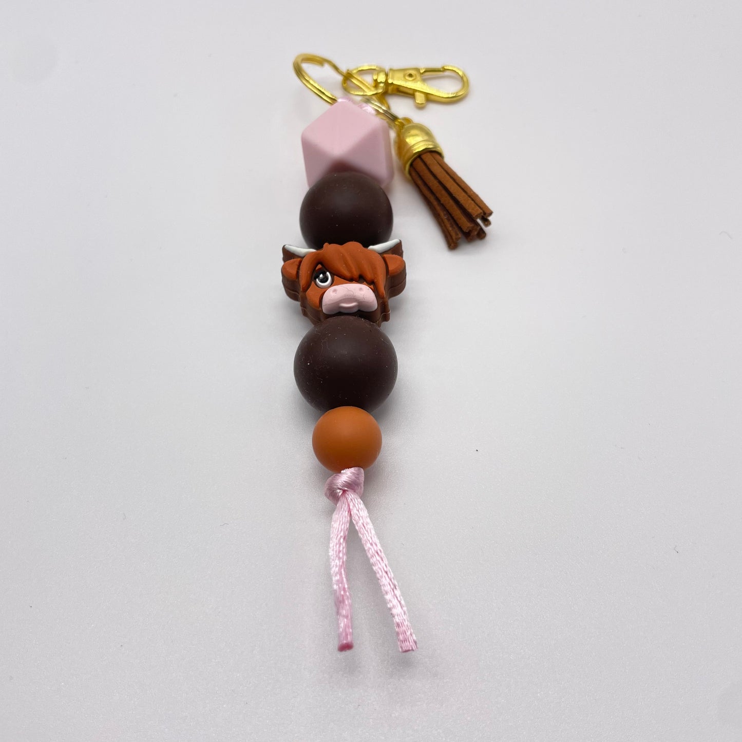 Highland Cow Silicone Bead Keychain