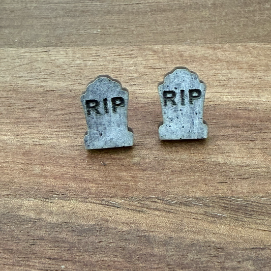 Gravestone RIP Acrylic Stud Earrings