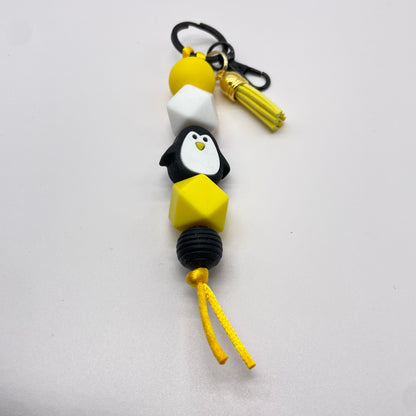 Penguin Silicone Bead Keychain